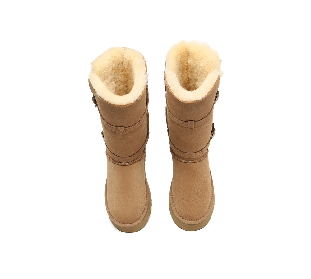 UGG EVERAU® 3-Way Style UGG Boots Women Sheepskin Wool Knee High Platform Tall Valerie-PEROZ Accessories