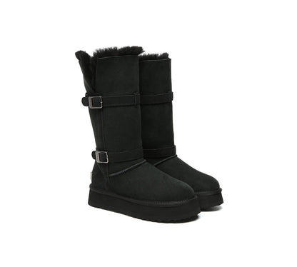 UGG EVERAU® 3-Way Style UGG Boots Women Sheepskin Wool Knee High Platform Tall Valerie-PEROZ Accessories