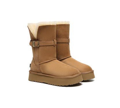 UGG EVERAU® 3-Way Style UGG Boots Women Sheepskin Wool Platform Short Valerie-PEROZ Accessories