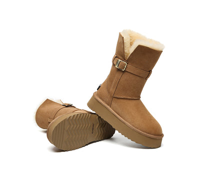 UGG EVERAU® 3-Way Style UGG Boots Women Sheepskin Wool Platform Short Valerie-PEROZ Accessories