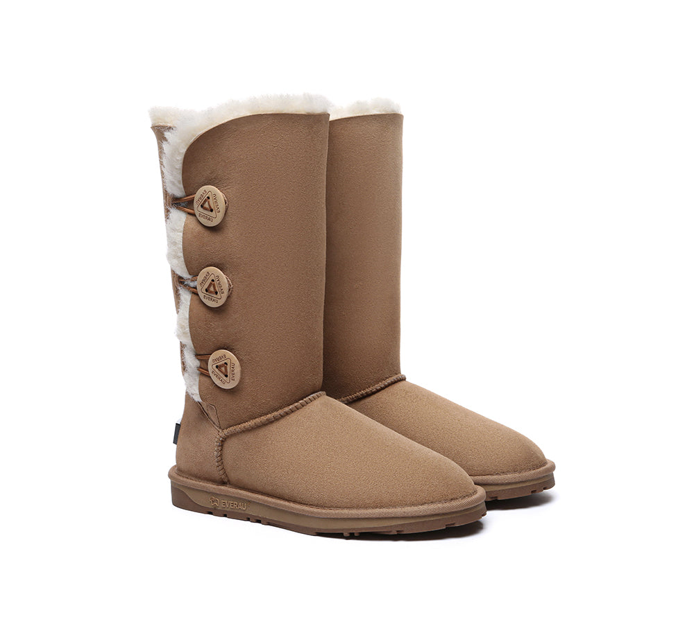 UGG EVERAU® UGG Boots Double Faced Sheepskin Wool Tall Button-PEROZ Accessories
