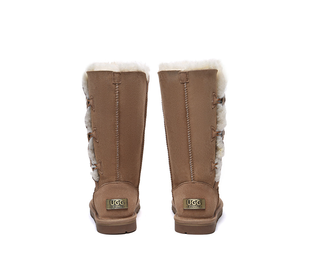 UGG EVERAU® UGG Boots Double Faced Sheepskin Wool Tall Button-PEROZ Accessories