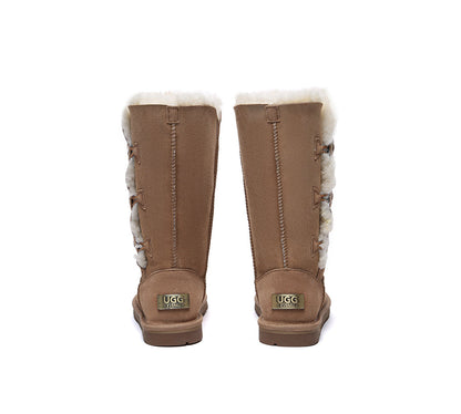 UGG EVERAU® UGG Boots Double Faced Sheepskin Wool Tall Button-PEROZ Accessories