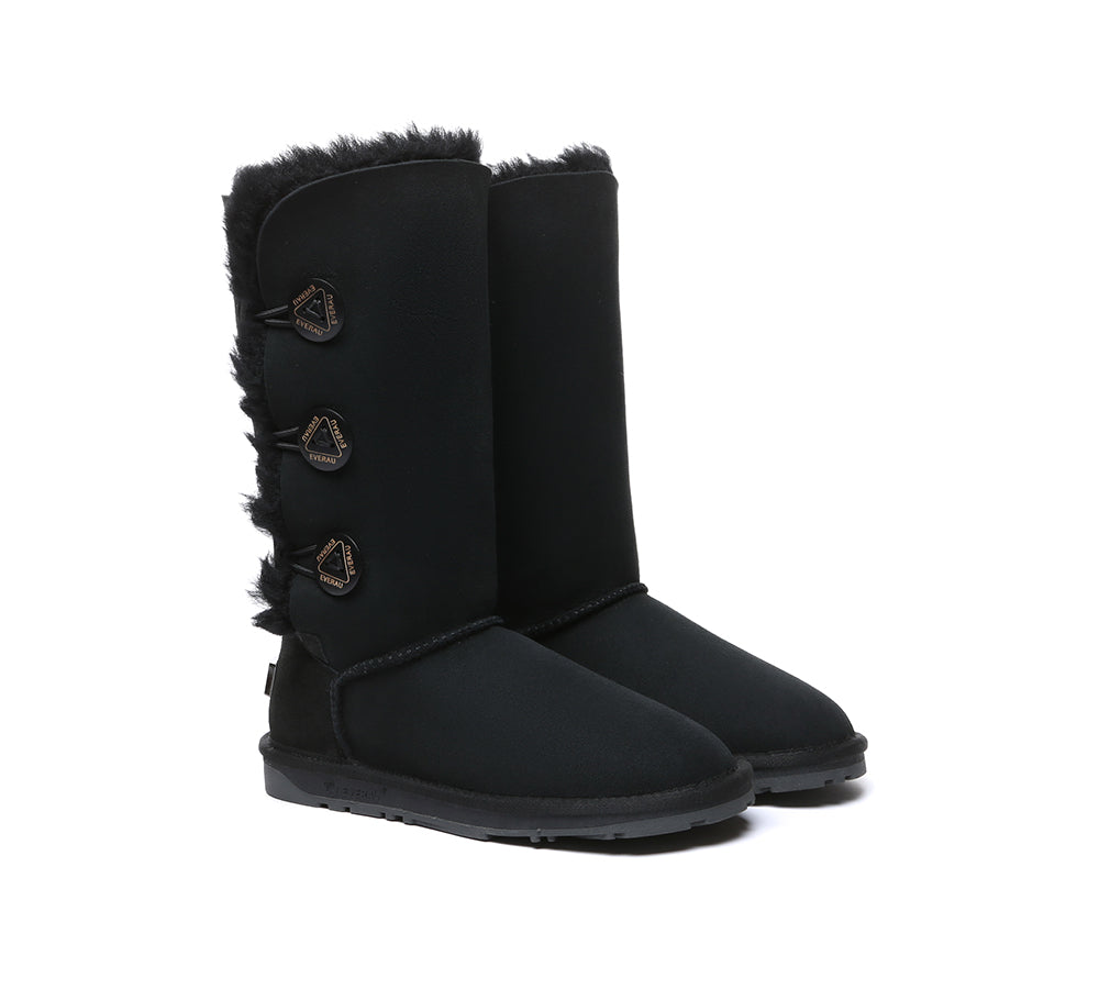 UGG EVERAU® UGG Boots Double Faced Sheepskin Wool Tall Button-PEROZ Accessories