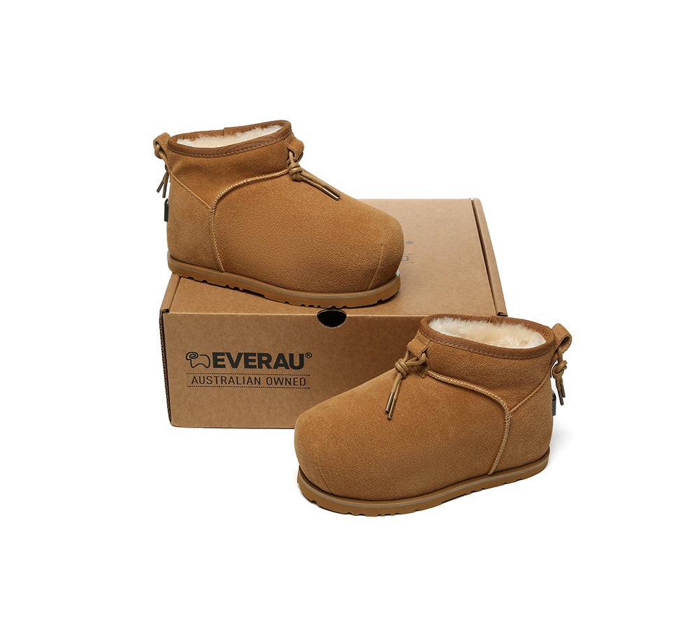 UGG EVERAU® UGG Boots Women Sheepskin Wool Mini Ankle Euro Loaf Palmer-PEROZ Accessories