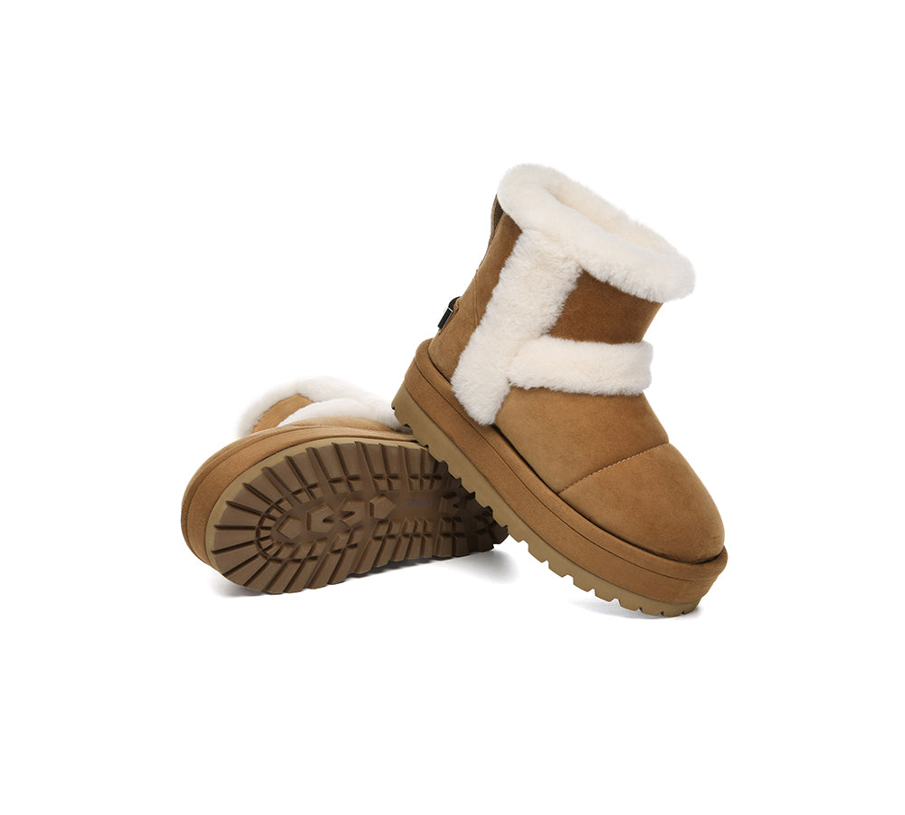 UGG EVERAU® UGG Boots Women Sheepskin Wool Shearling Lined Ankle Platform Udelia-PEROZ Accessories