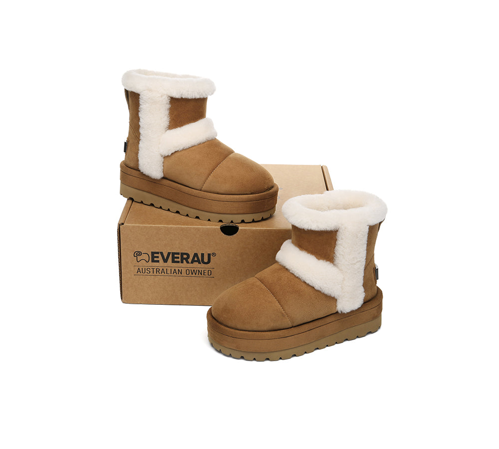 UGG EVERAU® UGG Boots Women Sheepskin Wool Shearling Lined Ankle Platform Udelia-PEROZ Accessories
