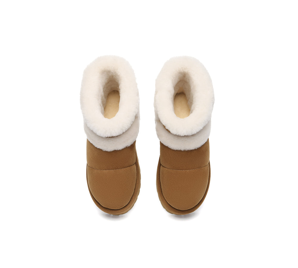 UGG EVERAU® UGG Boots Women Sheepskin Wool Shearling Lined Ankle Platform Udelia-PEROZ Accessories