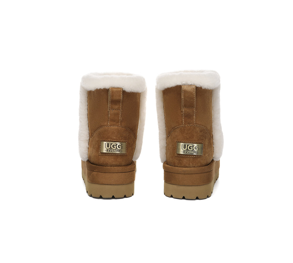 UGG EVERAU® UGG Boots Women Sheepskin Wool Shearling Lined Ankle Platform Udelia-PEROZ Accessories