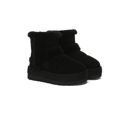 UGG EVERAU® UGG Boots Women Sheepskin Wool Shearling Lined Ankle Platform Udelia-PEROZ Accessories