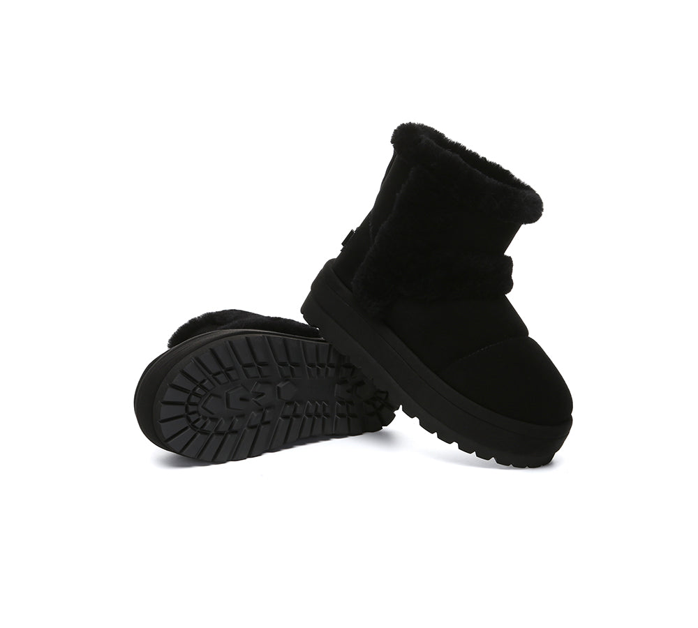 UGG EVERAU® UGG Boots Women Sheepskin Wool Shearling Lined Ankle Platform Udelia-PEROZ Accessories