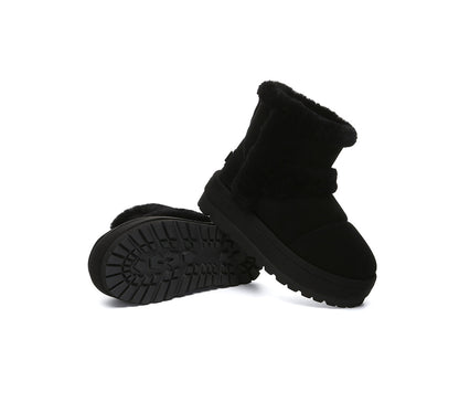 UGG EVERAU® UGG Boots Women Sheepskin Wool Shearling Lined Ankle Platform Udelia-PEROZ Accessories