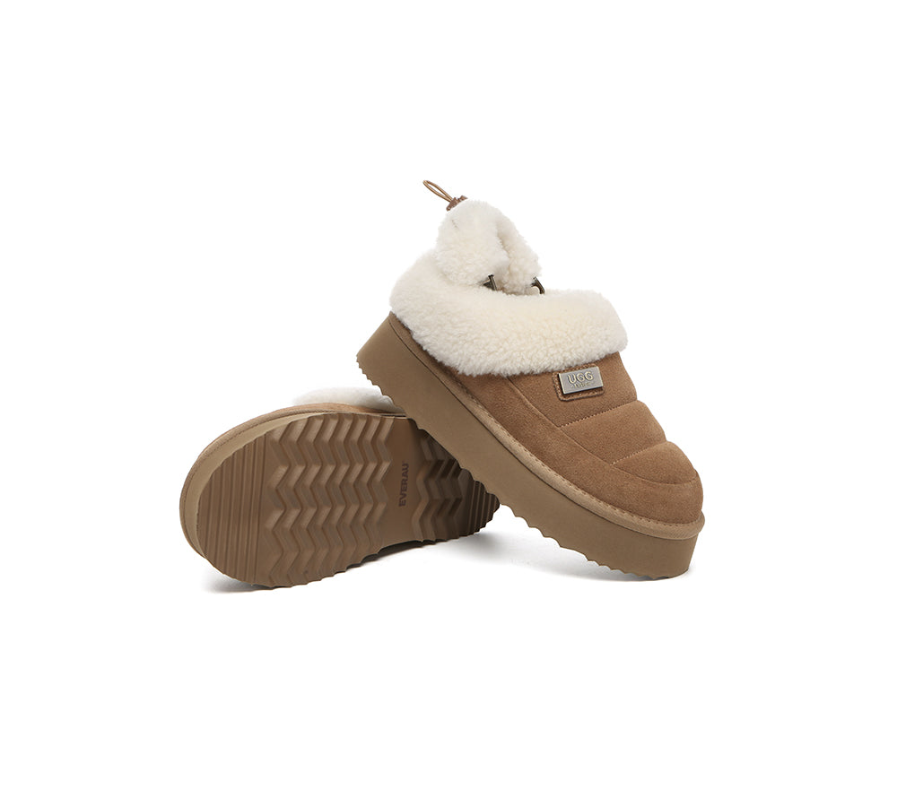 UGG EVERAU® UGG Slippers Women Removable Wool Strap Drawstring Slingback Platform Paige-PEROZ Accessories