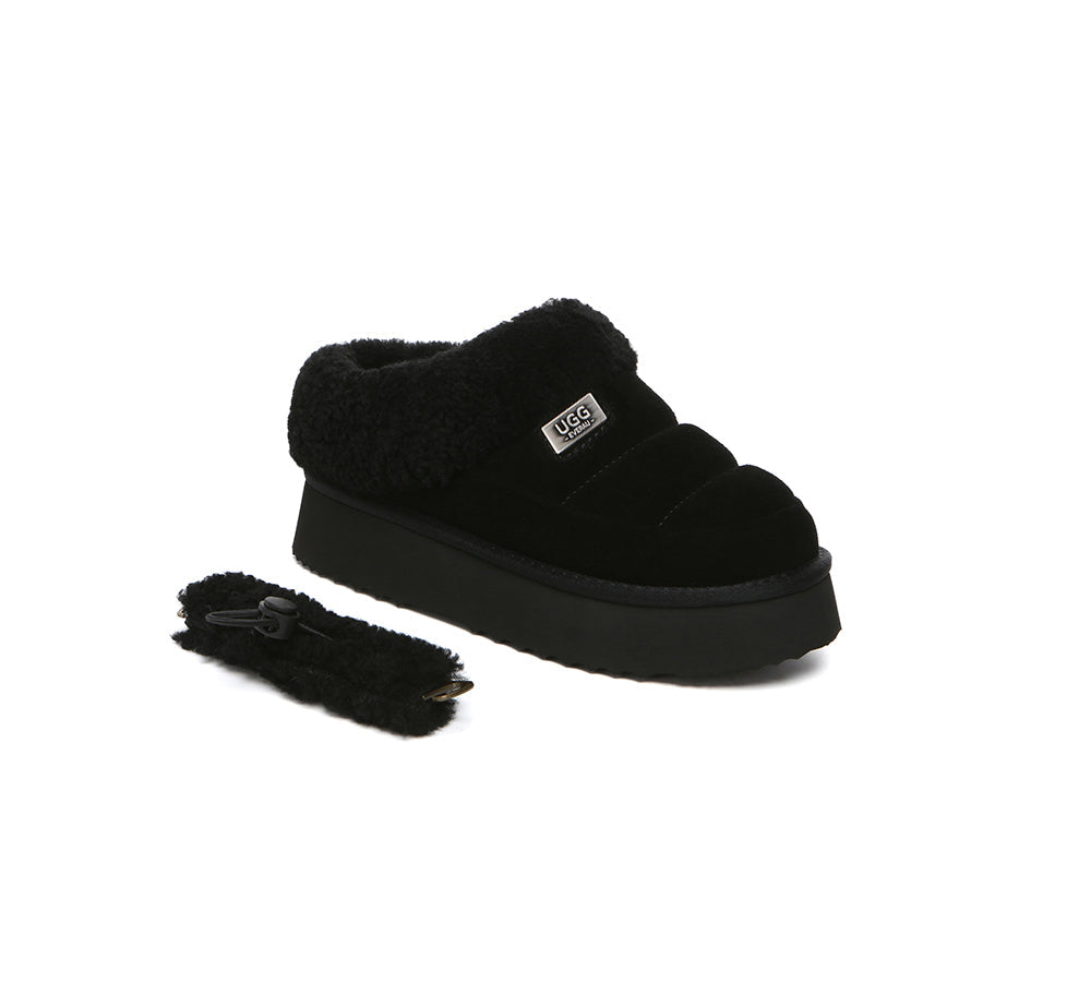 UGG EVERAU® UGG Slippers Women Removable Wool Strap Drawstring Slingback Platform Paige-PEROZ Accessories