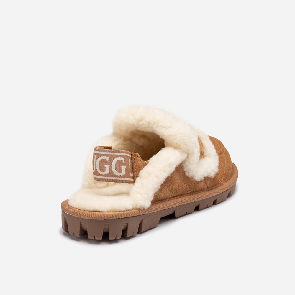 UGG Violet Matelassé Shearling Slipper (Elastic Logo, Detachable Feature)-Women Slippers-PEROZ Accessories