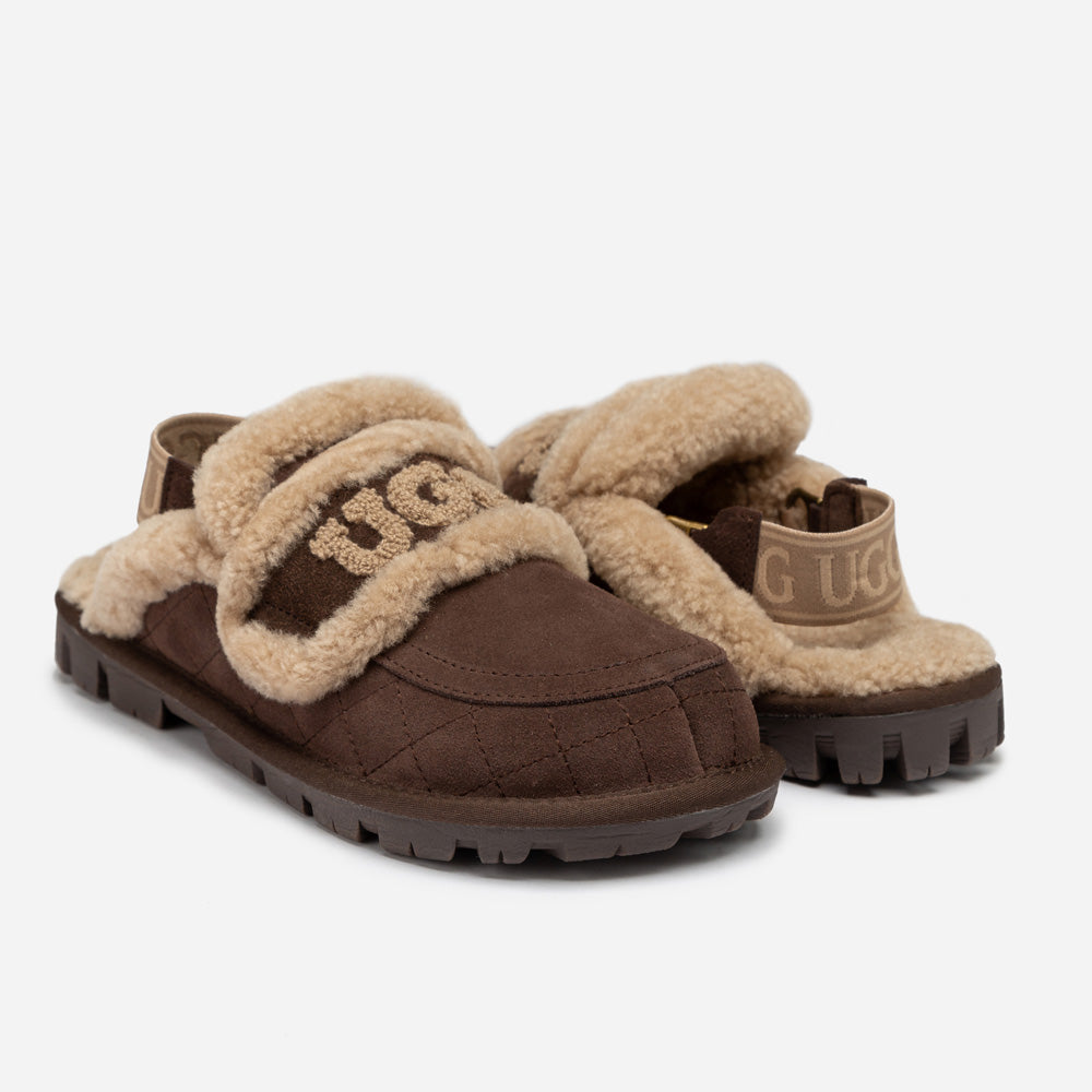 UGG Violet Matelassé Shearling Slipper (Elastic Logo, Detachable Feature)-Women Slippers-PEROZ Accessories