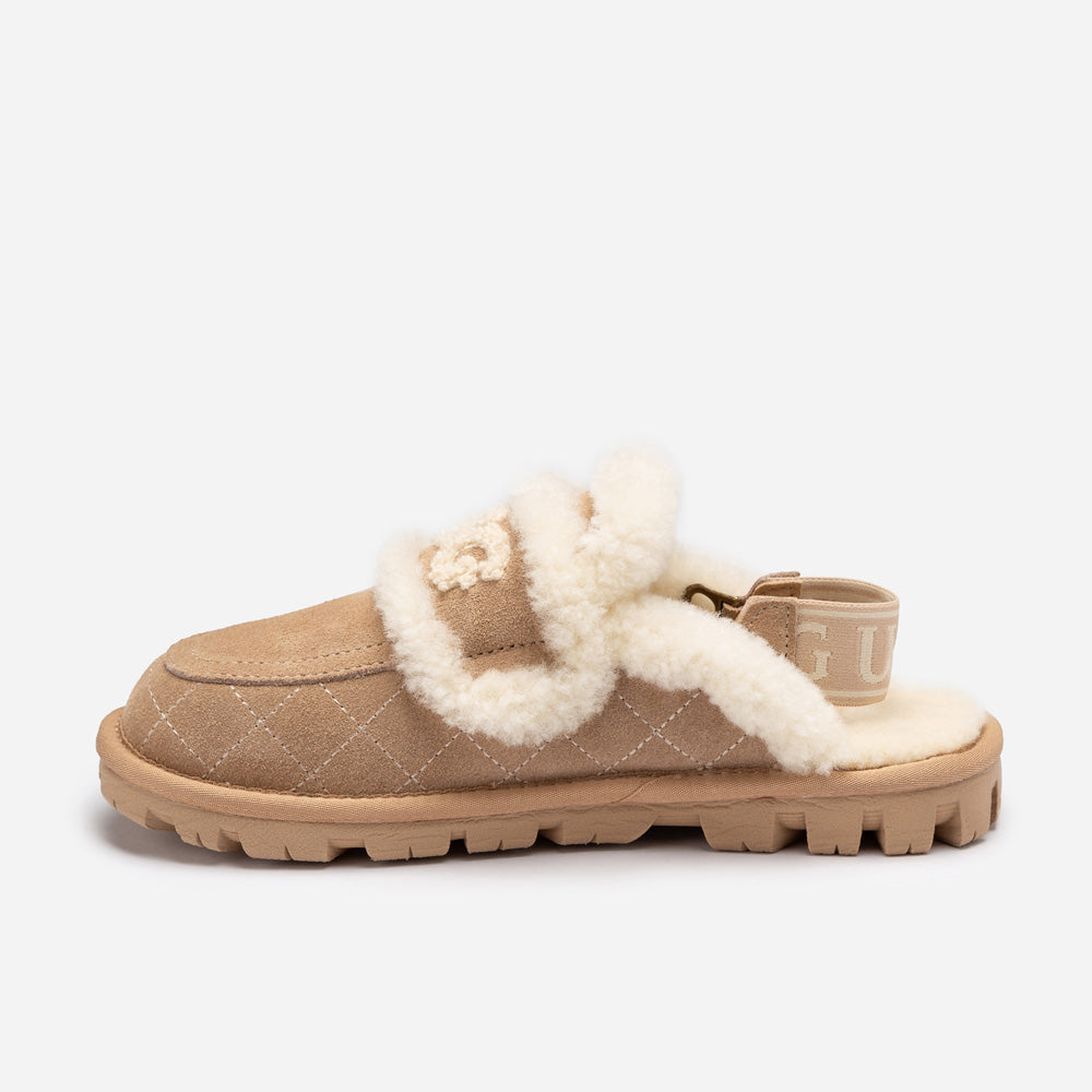 UGG Violet Matelassé Shearling Slipper (Elastic Logo, Detachable Feature)-Women Slippers-PEROZ Accessories
