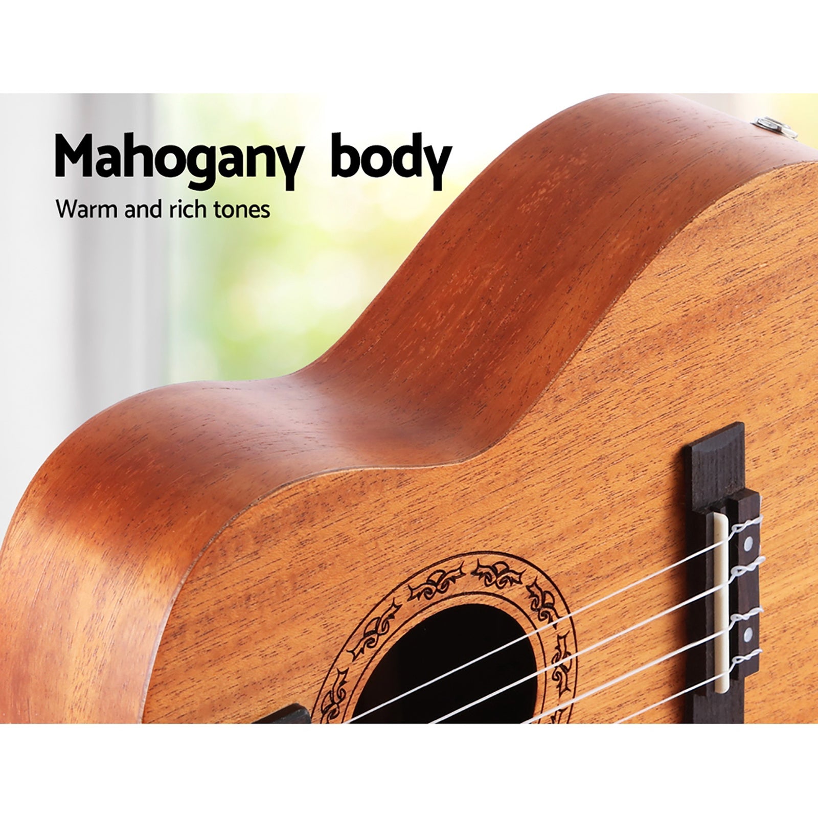 Alpha 26&quot; Ukulele Natural Mahogany Tenor Beginner Gift w/ Carry Bag-Audio &amp; Video &gt; Musical Instrument &amp; Accessories-PEROZ Accessories