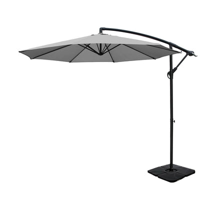 Instahut Umbrella Outdoor Umbrellas Cantilever Sun Stand UV Garden Base Grey 3M-Home &amp; Garden &gt; Shading &gt; Umbrellas &amp; Sunshades-PEROZ Accessories