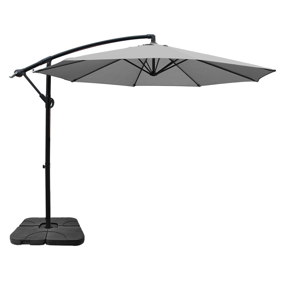Instahut Umbrella Outdoor Umbrellas Cantilever Sun Stand UV Garden Base Grey 3M-Home &amp; Garden &gt; Shading &gt; Umbrellas &amp; Sunshades-PEROZ Accessories