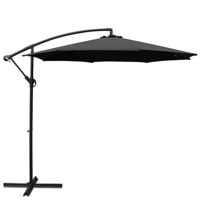 Instahut 3m Outdoor Umbrella Cantilever Beach Garden Patio Black-Home &amp; Garden &gt; Shading &gt; Umbrellas &amp; Sunshades-PEROZ Accessories