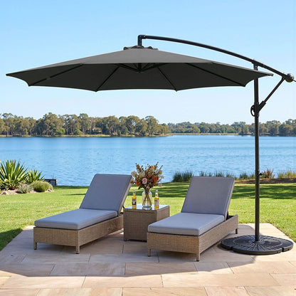 Instahut 3m Outdoor Umbrella Cantilever Beach Garden Patio Charcoal-Outdoor Umbrellas-PEROZ Accessories