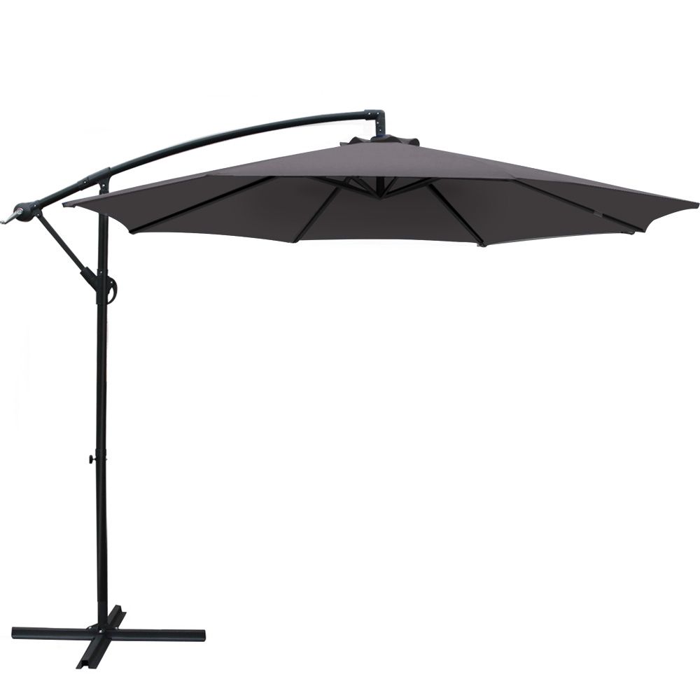 Instahut 3m Outdoor Umbrella Cantilever Beach Garden Patio Charcoal-Outdoor Umbrellas-PEROZ Accessories