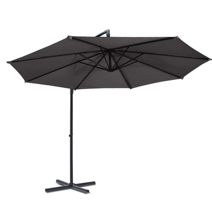 Instahut 3m Outdoor Umbrella Cantilever Beach Garden Patio Charcoal-Outdoor Umbrellas-PEROZ Accessories