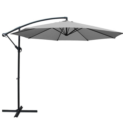 Instahut 3m Outdoor Umbrella Cantilever Beach Garden Patio Grey-Outdoor Umbrellas-PEROZ Accessories