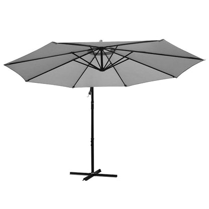 Instahut 3m Outdoor Umbrella Cantilever Beach Garden Patio Grey-Outdoor Umbrellas-PEROZ Accessories