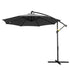Instahut Outdoor Umbrella 3M Cantilever Beach LED Garden Shade Patio Charcoal-Home & Garden > Shading > Umbrellas & Sunshades-PEROZ Accessories