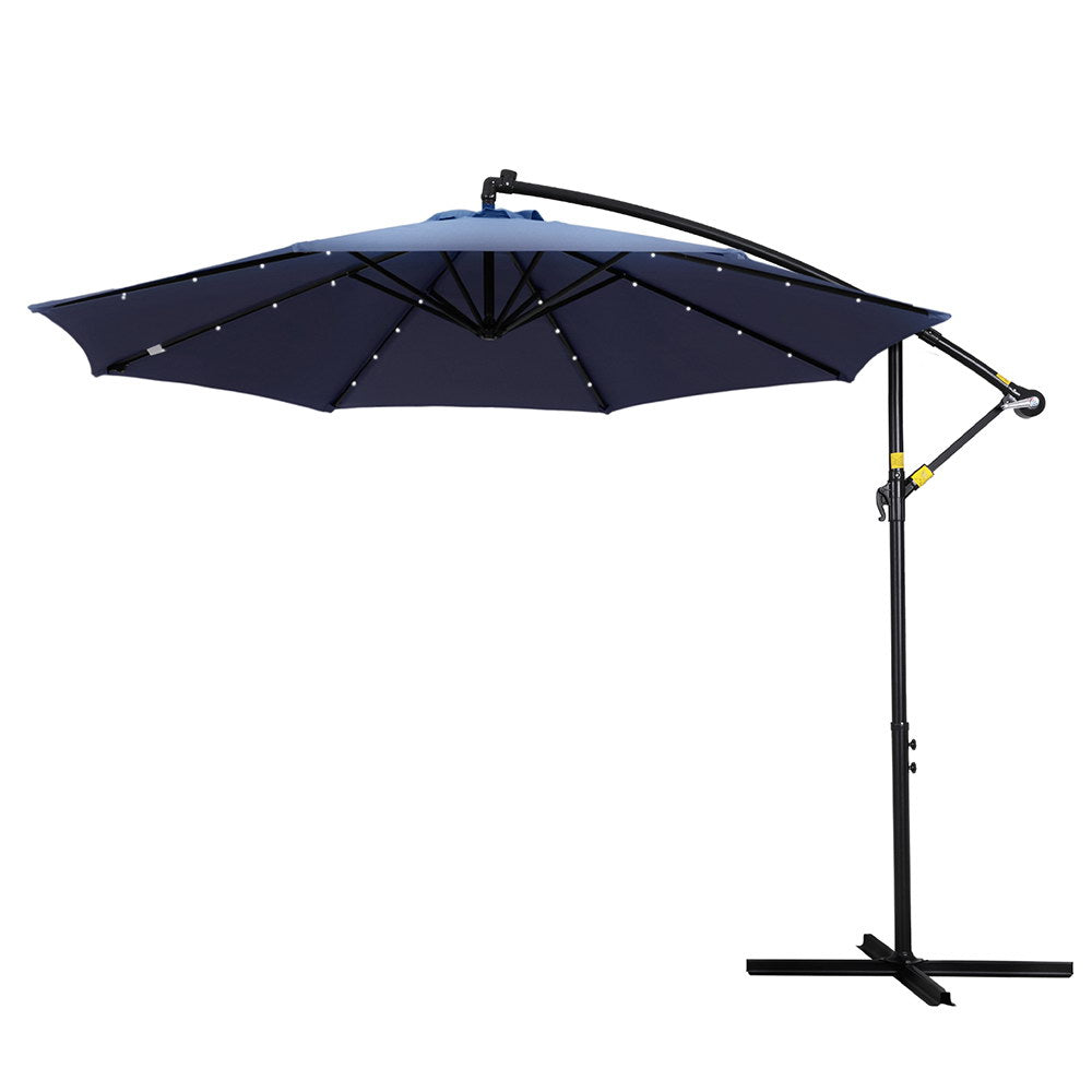 Instahut Outdoor Umbrella 3M Cantilever Beach LED Umbrellas Garden Shade Patio-Home &amp; Garden &gt; Shading &gt; Umbrellas &amp; Sunshades-PEROZ Accessories