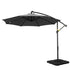Instahut Outdoor Umbrella 3M Cantilever Beach LED Base Garden Sun Patio Charcoal-Home & Garden > Shading > Umbrellas & Sunshades-PEROZ Accessories
