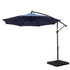 Instahut Outdoor Umbrella 3M Cantilever Beach LED w/Base Garden Shade Patio Navy-Home & Garden > Shading > Umbrellas & Sunshades-PEROZ Accessories