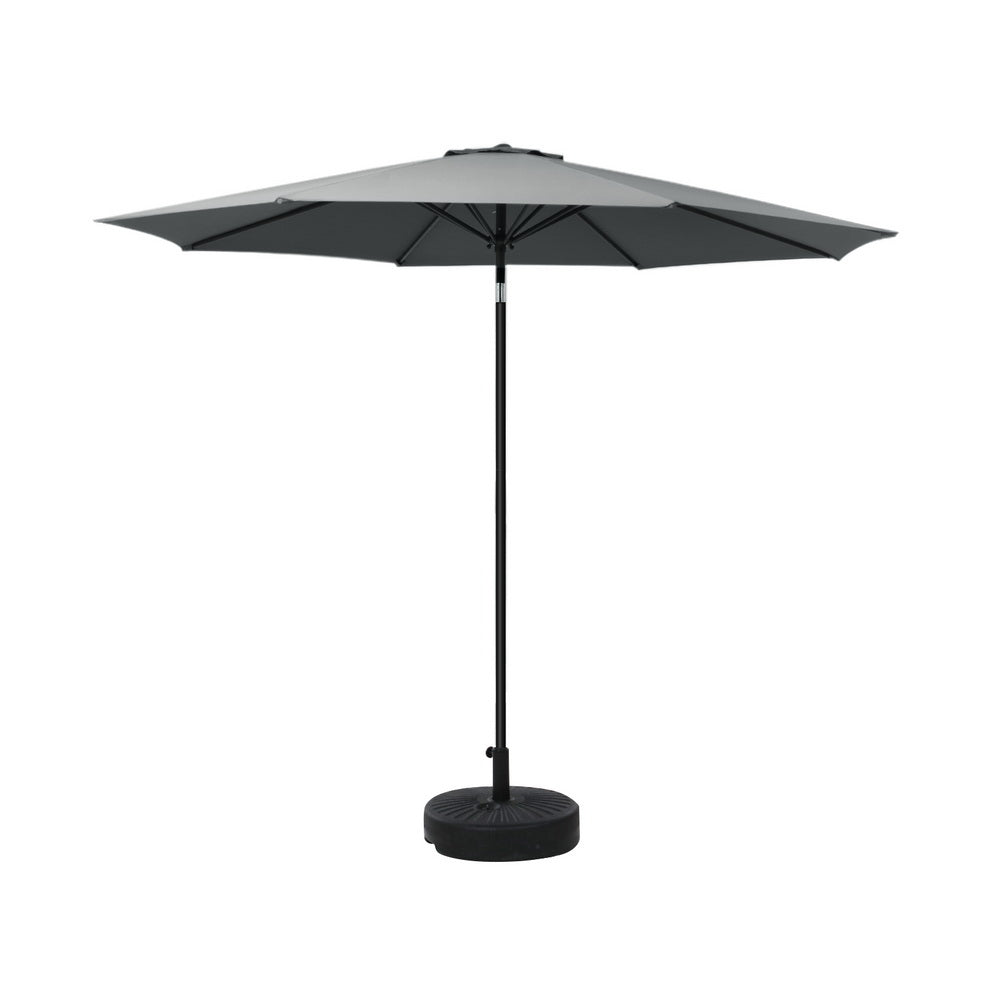 Instahut 2.7m Outdoor Umbrella w/Base Pole Stand Garden Sun Charcoal-Home &amp; Garden &gt; Shading &gt; Umbrellas &amp; Sunshades-PEROZ Accessories