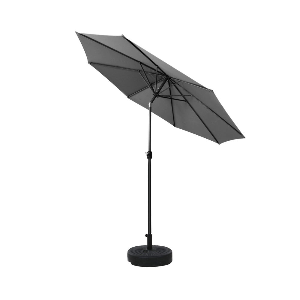 Instahut 2.7m Outdoor Umbrella w/Base Pole Stand Garden Sun Charcoal-Home &amp; Garden &gt; Shading &gt; Umbrellas &amp; Sunshades-PEROZ Accessories