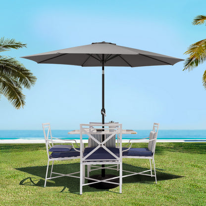 Instahut 2.7m Outdoor Umbrella w/Base Pole Stand Garden Sun Charcoal-Home &amp; Garden &gt; Shading &gt; Umbrellas &amp; Sunshades-PEROZ Accessories