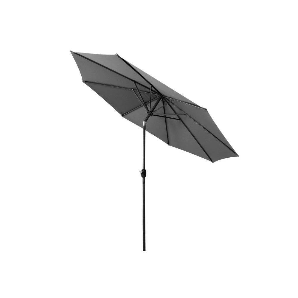 Instahut Outdoor Umbrella 2.7m Beach Pole Garden Tilt Sun Patio UV Charcoal-Home &amp; Garden &gt; Shading &gt; Umbrellas &amp; Sunshades-PEROZ Accessories