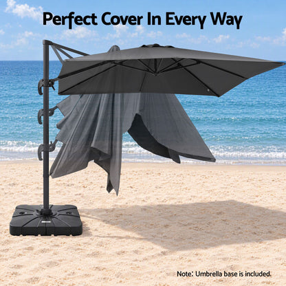 Instahut Outdoor Umbrella w/Base 3m Cantilever Stand Sun Roma 360 Degree Charcoal-Home &amp; Garden > Shading > Umbrellas &amp; Sunshades-PEROZ Accessories