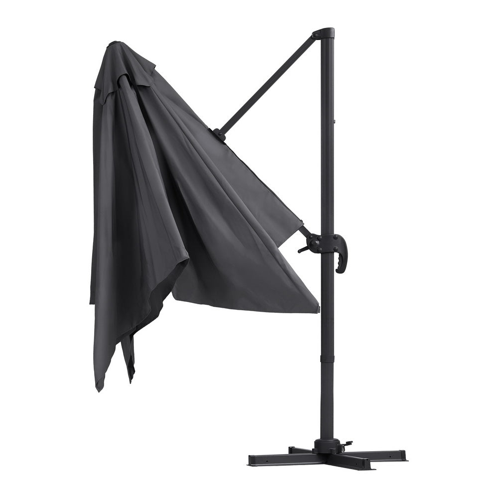 Instahut Outdoor Umbrella 3m Umbrellas Cantilever Stand Sun Roma 360 Degree Charcoal-Home &amp; Garden &gt; Shading &gt; Umbrellas &amp; Sunshades-PEROZ Accessories