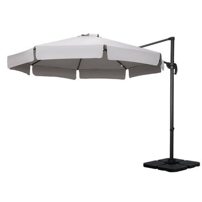 Instahut 3m Outdoor Umbrella w/Base Cantilever Beach Roma 360 Degree Tilt Grey-Outdoor Umbrellas-PEROZ Accessories