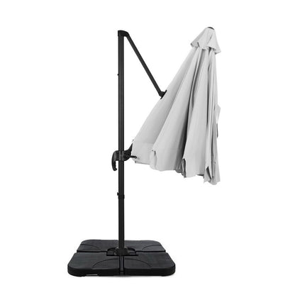 Instahut 3m Outdoor Umbrella w/Base Cantilever Beach Roma 360 Degree Tilt Grey-Outdoor Umbrellas-PEROZ Accessories