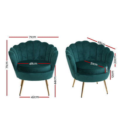 Artiss Armchair Velvet Green Callista-Armchairs-PEROZ Accessories