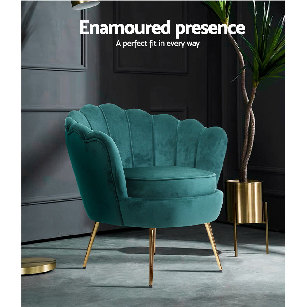 Artiss Armchair Velvet Green Callista-Armchairs-PEROZ Accessories