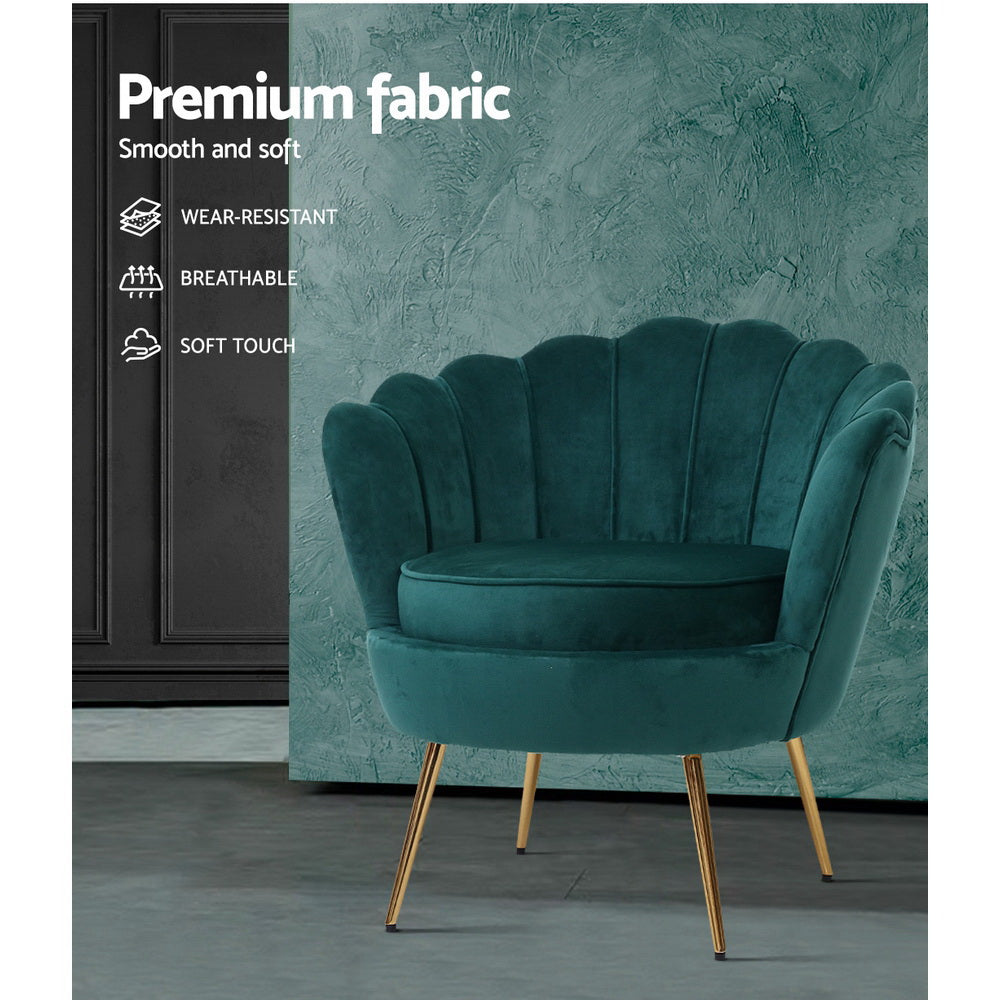 Artiss Armchair Velvet Green Callista-Armchairs-PEROZ Accessories