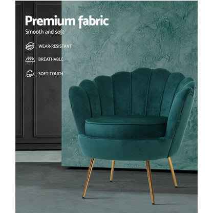 Artiss Armchair Velvet Green Callista-Armchairs-PEROZ Accessories