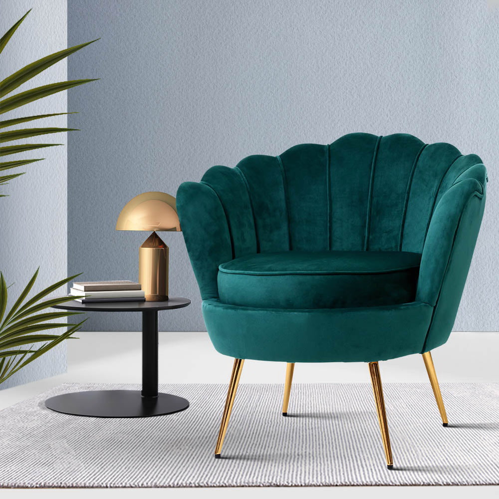 Artiss Armchair Velvet Green Callista-Armchairs-PEROZ Accessories