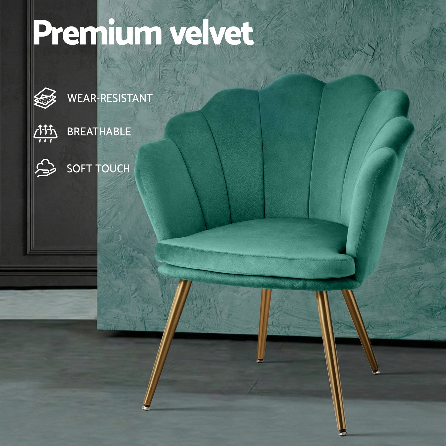 Artiss Armchair Velvet Green Callista-Armchairs-PEROZ Accessories