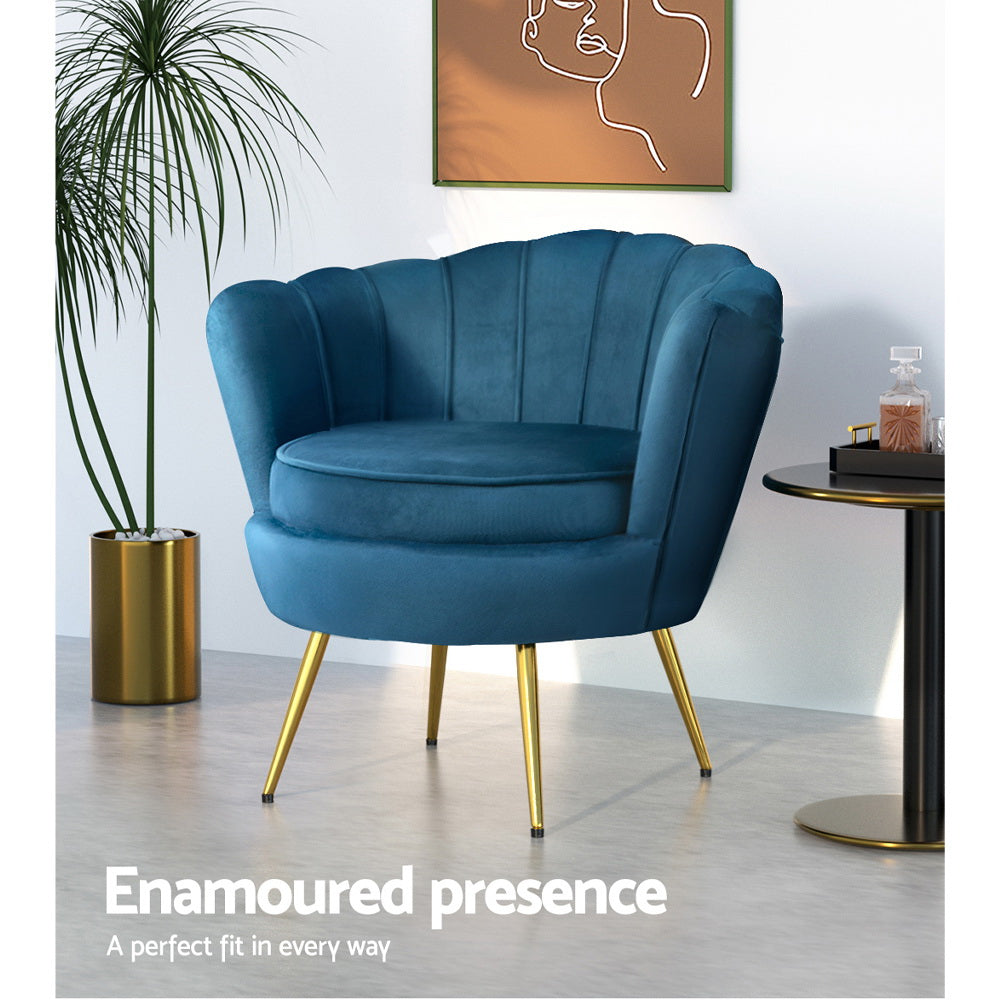 Artiss Armchair Velvet Blue Callista-Armchairs-PEROZ Accessories