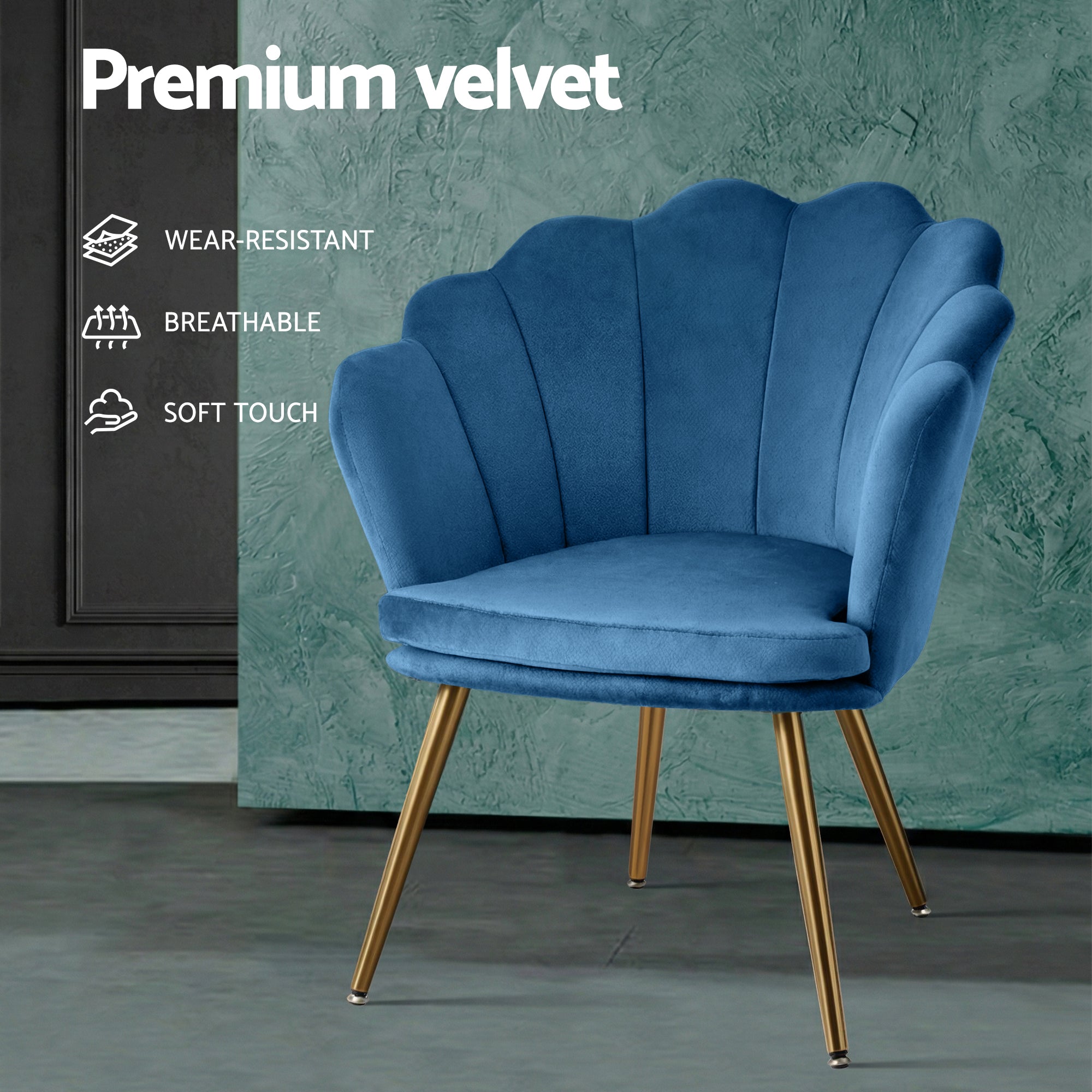 Artiss Armchair Velvet Blue Callista-Armchairs-PEROZ Accessories